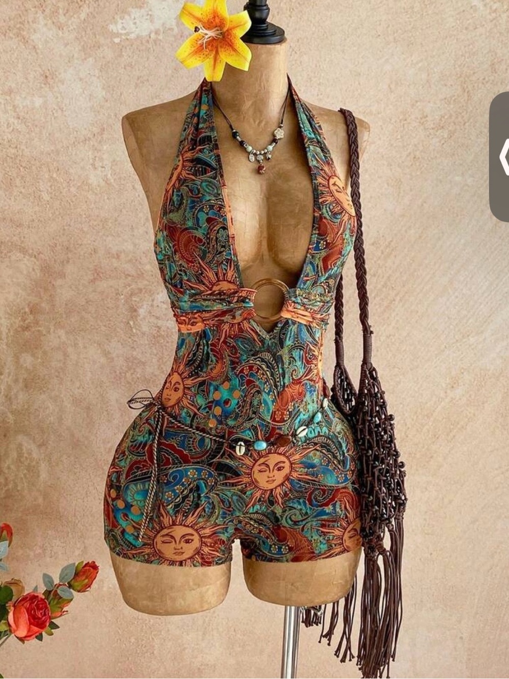Boho Style Hippie Romper, Shorts Jumpsuit